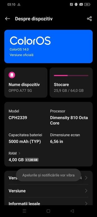 OPPO A77 5G DUAL SIM, 4gb RAM, 64 GB memorie