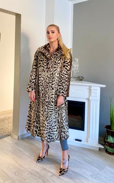Haină din blană naturală de Ocelot (leopard)