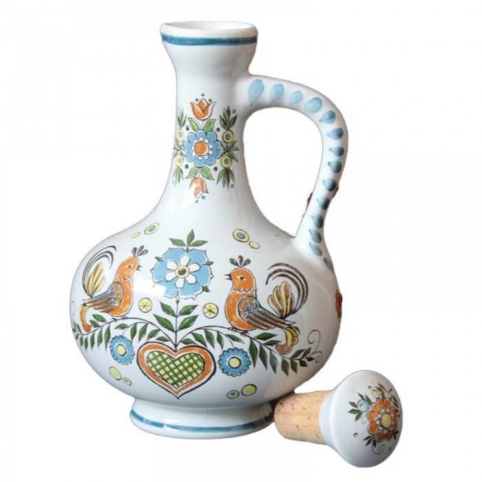 Carafa si capac de ceramica si pluta, de colectie Ulmer Keramik