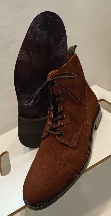 Ghete lace up 45 cap toe de lux Minelli Paris NOI piele naturala moale