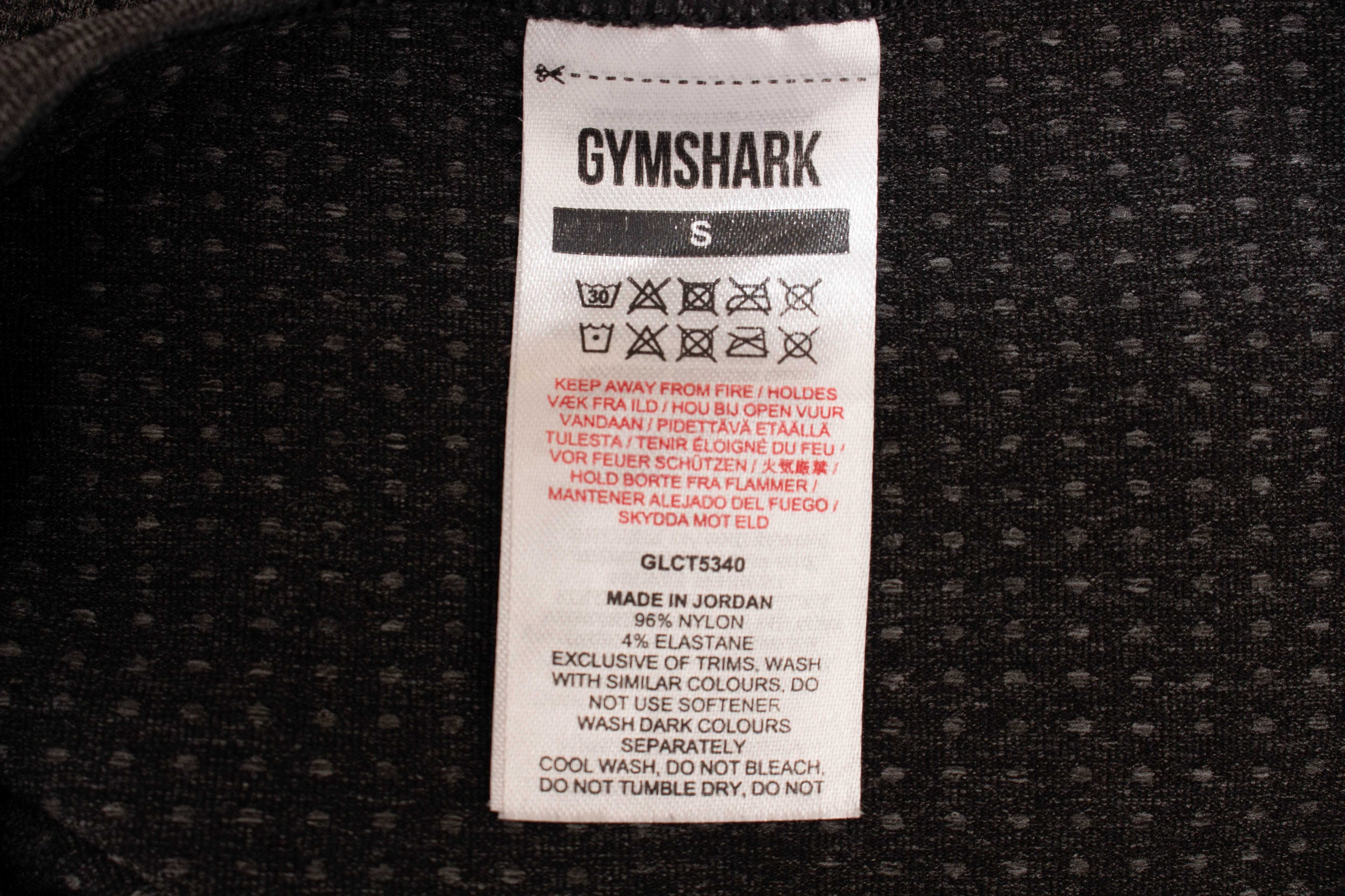 Gymshark дамски топ къс сив с дълги ръкави за фитнес и бягане S