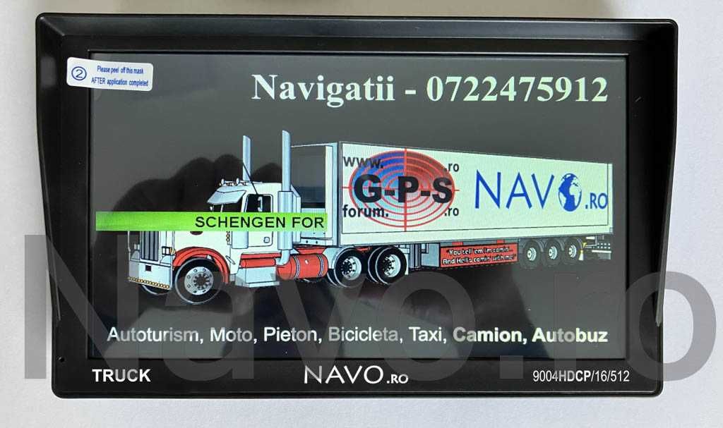 GPS 9" Navo 9004HDCP 512/16G TMC LiveTraffic auto, camion cu parasolar