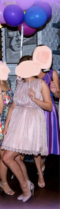 Rochie de ocazie, de zi, roz prafuit marimea 38