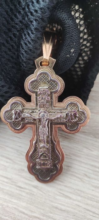 Крест из золота c серебром 3D
