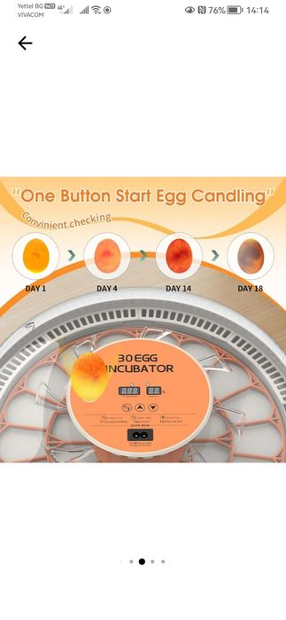 Инкубатор за яйца 30 яйца, Автоматично регулиране на температа