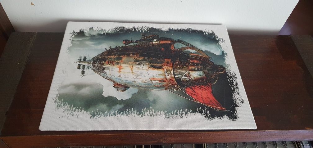 Mini canvas zeppelin steampunk fantasy vintage