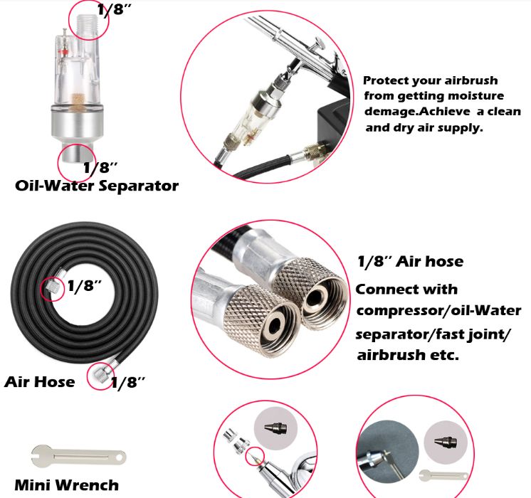 Aerograf + mini compresor portabil cu functie START/STOP