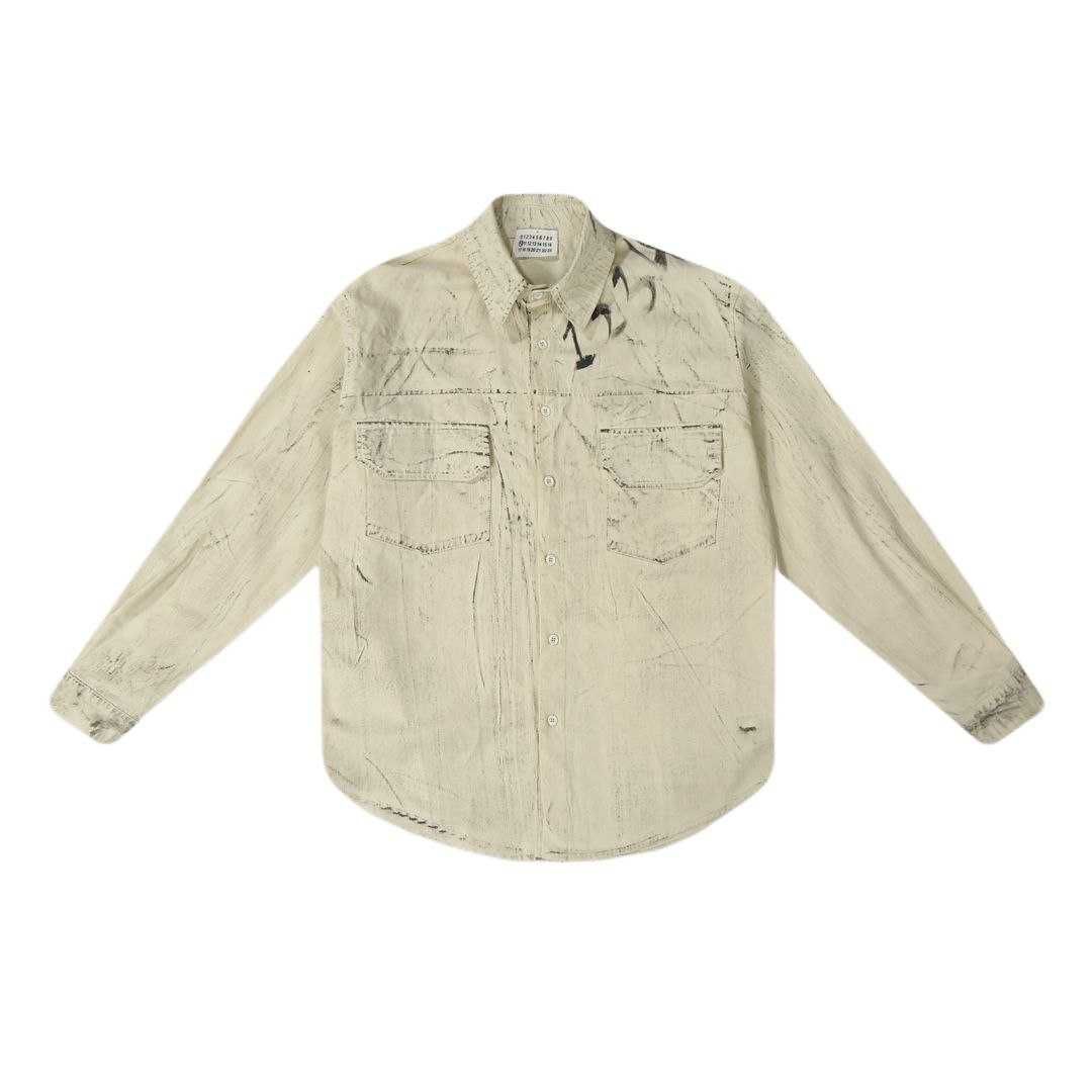 Мъжка Плътна Риза Maison Margiela тип ЯКе Oversized  Черна и Кремава