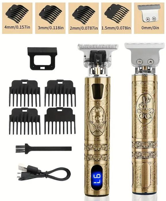 Mașină de tuns profesională cu display, accesorii și design elegant