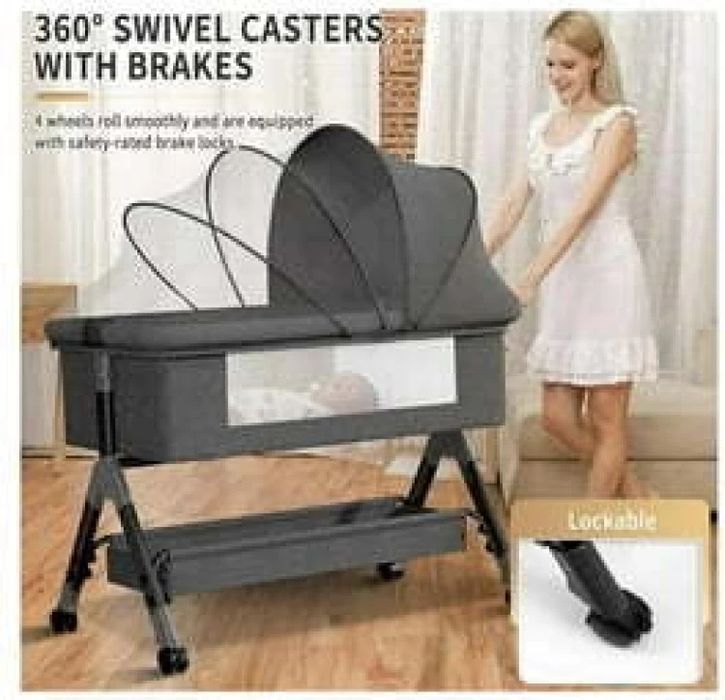 Бебешка кошара люлка за новородено сгъваема бебешки кош 3 в 1 светло с