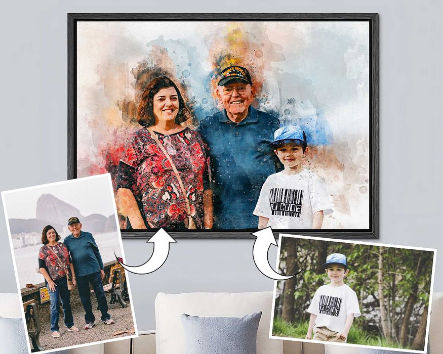 Съединяване на няколко снимки в общ дигитален акварелен портрет