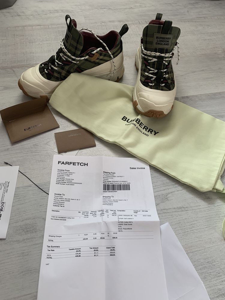 Burberry Sneakers originali detin factura farfetch