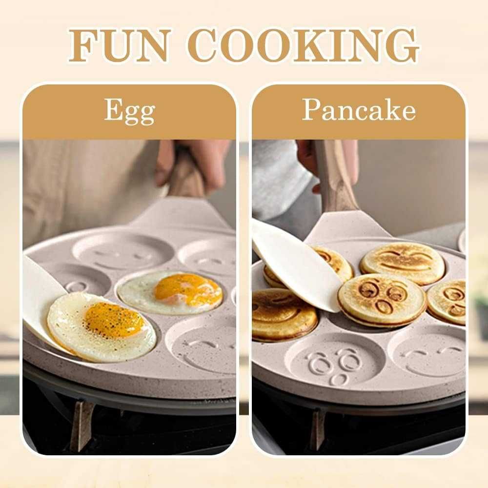 Тиган за палачинки и яйца Bobikuke Smiley Face Pancake Pan,Нов