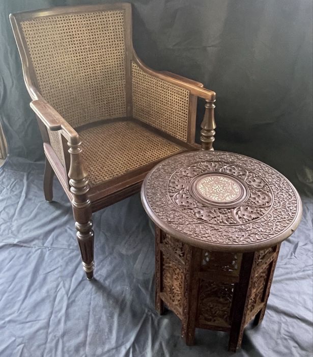 Masă colonială antică pliabilă, indiană, tec 1870