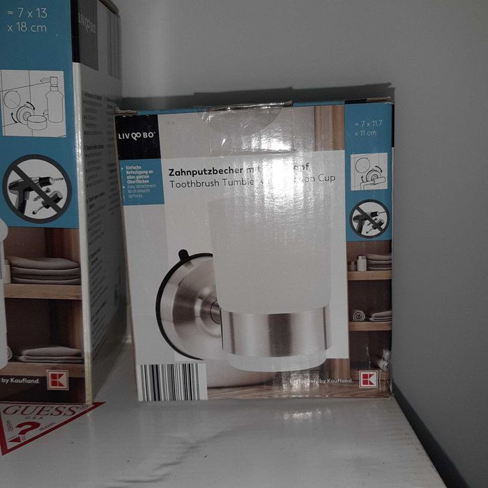 Pahar de sticla pentru periute de dinti cu ventuza