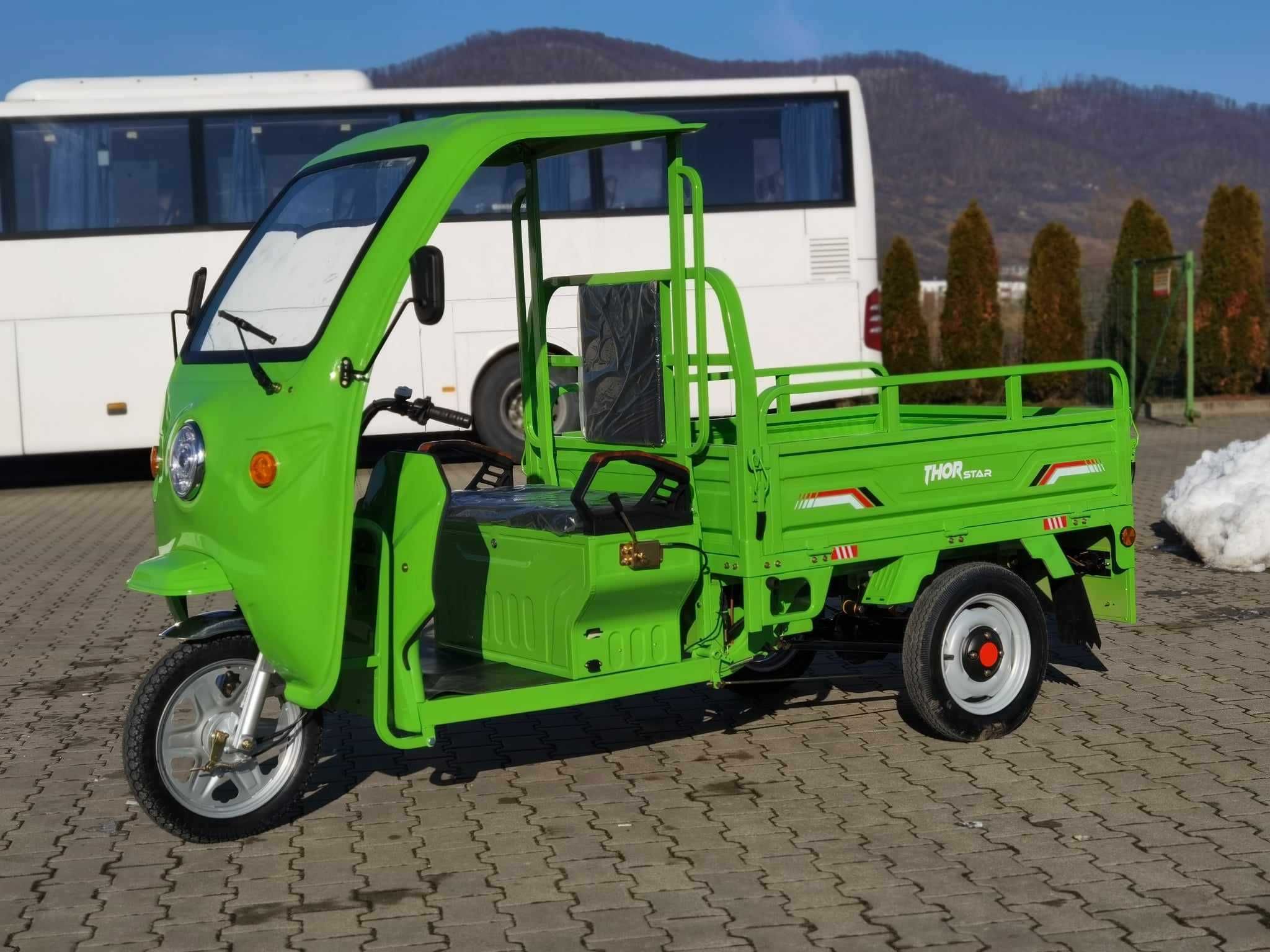 Triciclu electric THOR STAR VERDE PLUS cu cabina FARA PERMIS Agramix