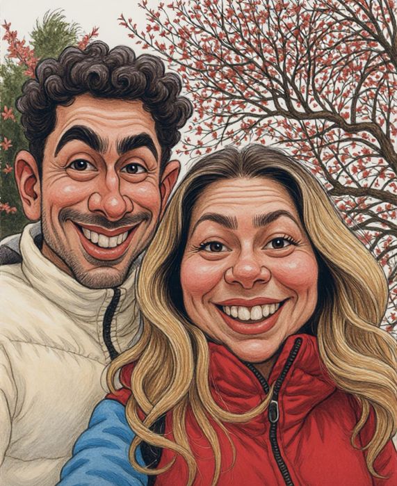 Caricaturi personalizate digitale, cadou inedit, prietena iubita iubit