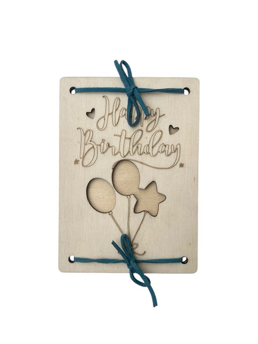 Felicitare din lemn gravată