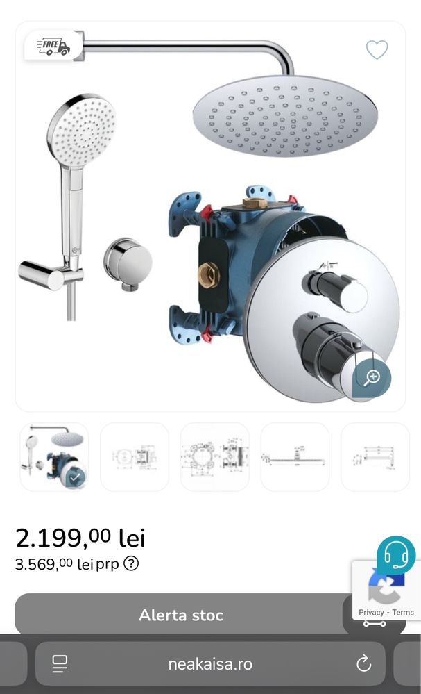 Sistem de dus Ideal Standard Ceratherm 100 termostatic