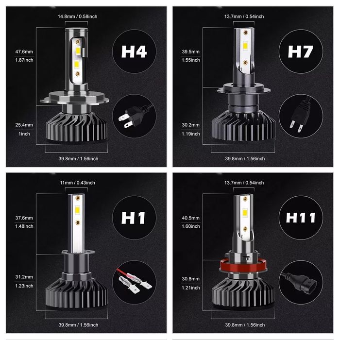 Set Becuri led H1 H3 H4 H7 H8 H9 H11 12-24V Canbus 26000 Lm 150W set