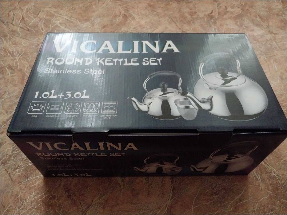 Набор чайников, новый, Vicalina, нержавеющая сталь
