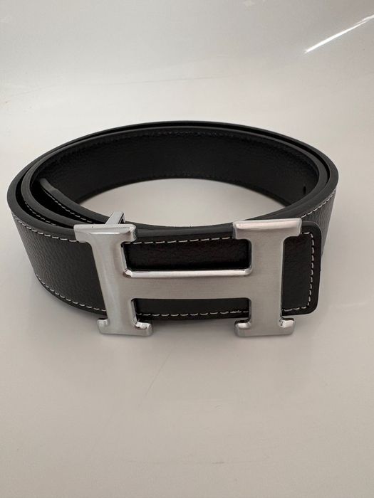 Hermes new leather 105 cm belt with silver frame