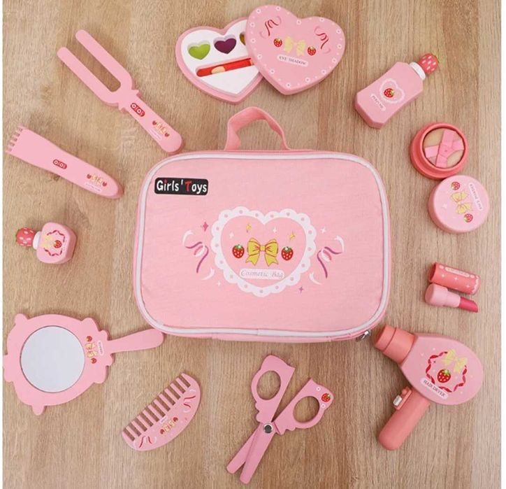 Set machiaj din lemn fetite