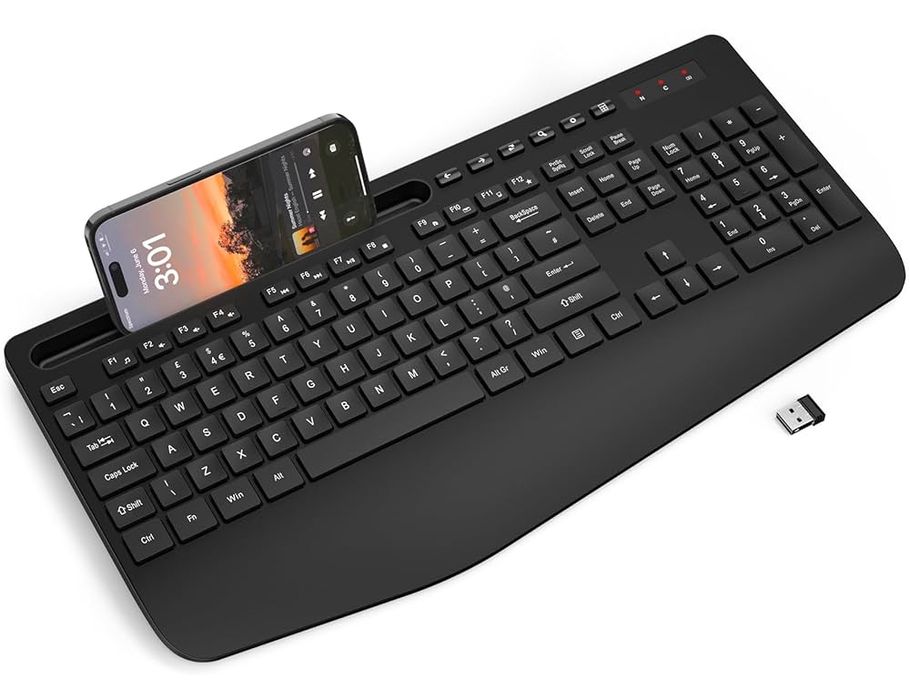 Tastatură wireless cu suport pentru încheietura mâinii,