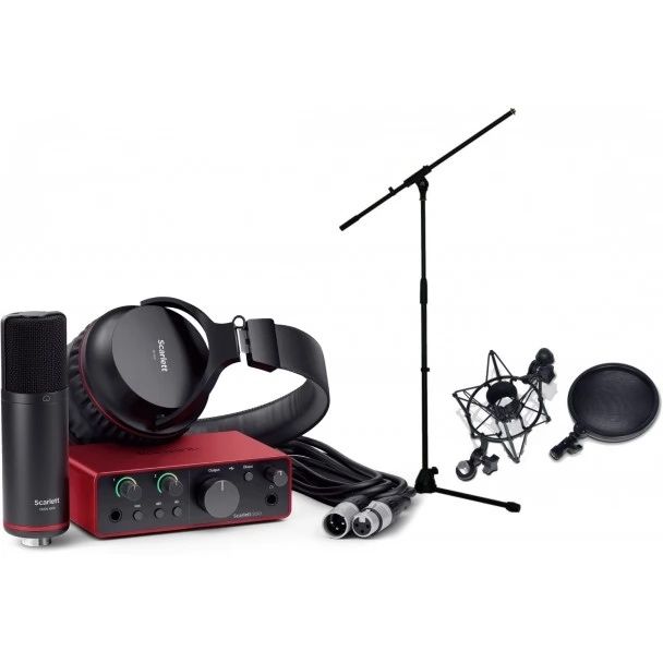 Focusrite Scarlett Solo Studio pack + stativ Microfon + filtru