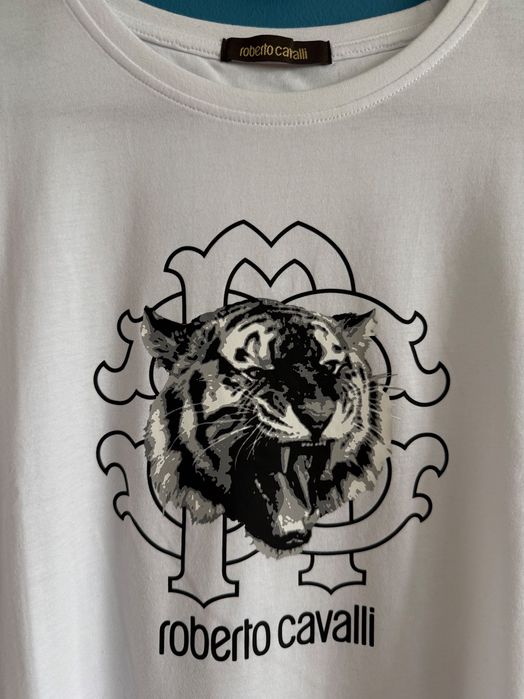 Нова автентична бяла мъжка тениска Roberto Cavalli размер L