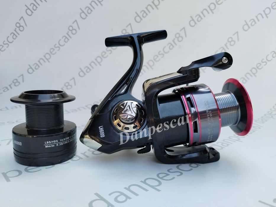 SET 4 Mulinete FL LH6000 6 rulmenti pentru crap si tambur rezerva