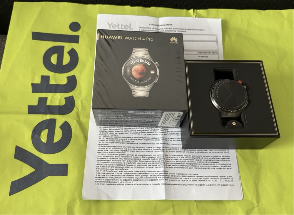 КАТО НОВ 48mm Huawei watch 4 Pro LTE Yettel Гаранция 2025г. Titanium