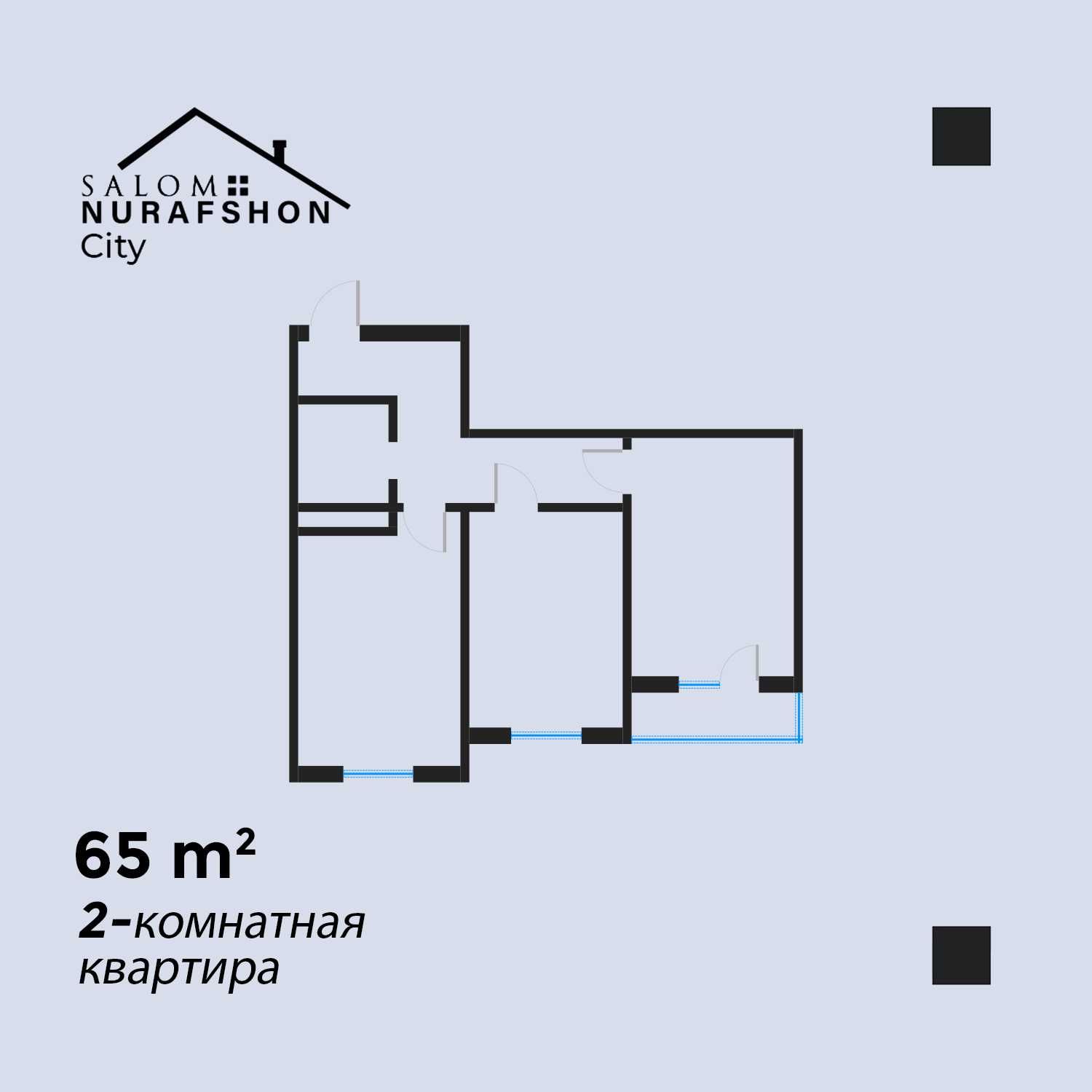 Salom Nurafshonda 2 xonali xonadonlar