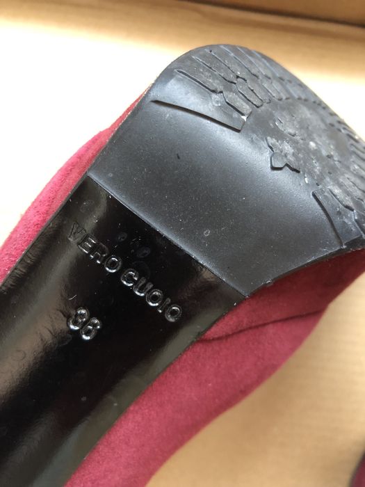 Botine / ghete din piele intoarsa, bordo, masura 36/37 - Musette