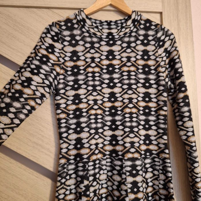 Rochie tricotată negru imprimat, mărime 36/38