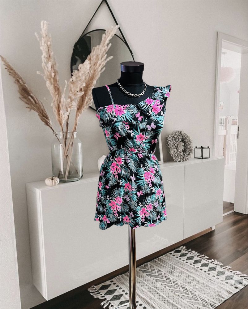 Rochie verde roz vara model floral