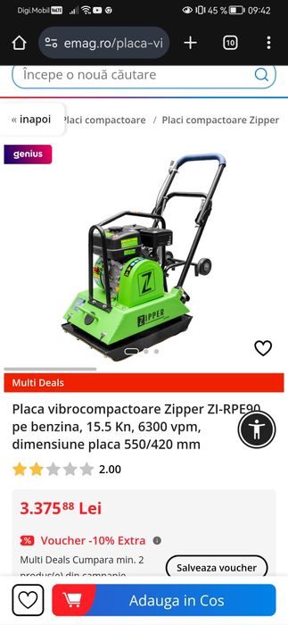 Placă compactoare Zipper - puțin folosita