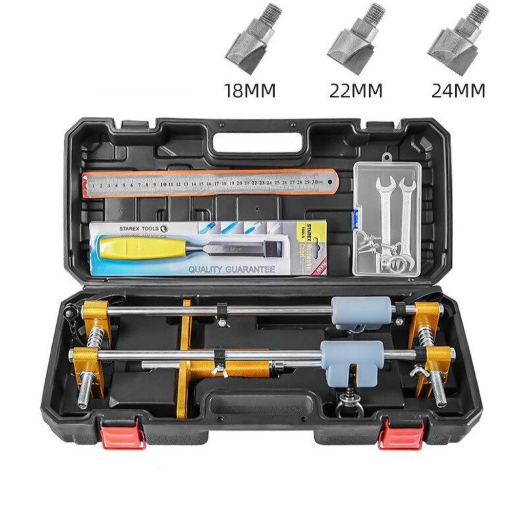 Кондуктор для врезки замкoв / для мебели двери /
Набор насадок: 18мм/