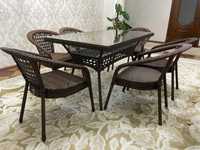 стол стулья комплект ротанговая мебель плетенная доставка Алматы