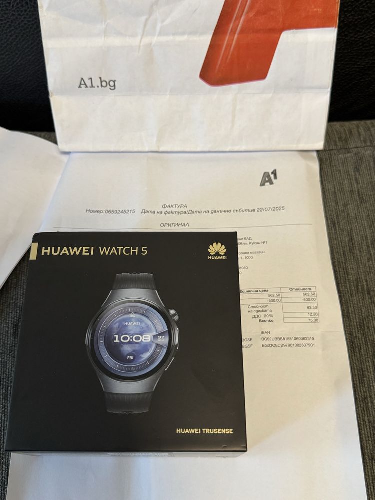 КАТО НОВ 46mm Huawei Watch 5 Гаранция A1 до 2027 г. Black