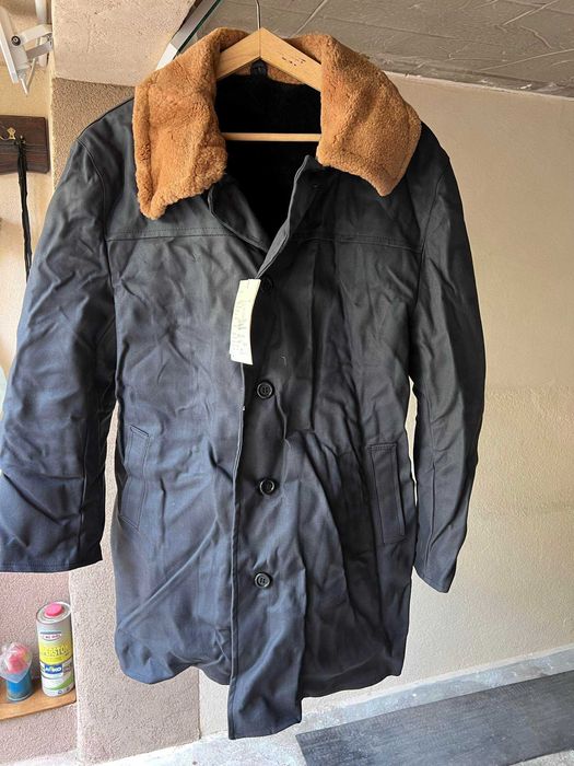 Ватирана шуба с третирана агнешка кожа