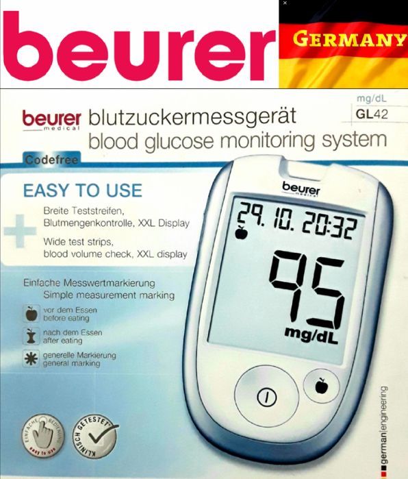 Aparat pt masurarea GLICEMIEI (GLUCOMETRU) BEURER Germania NOU 90 Lei