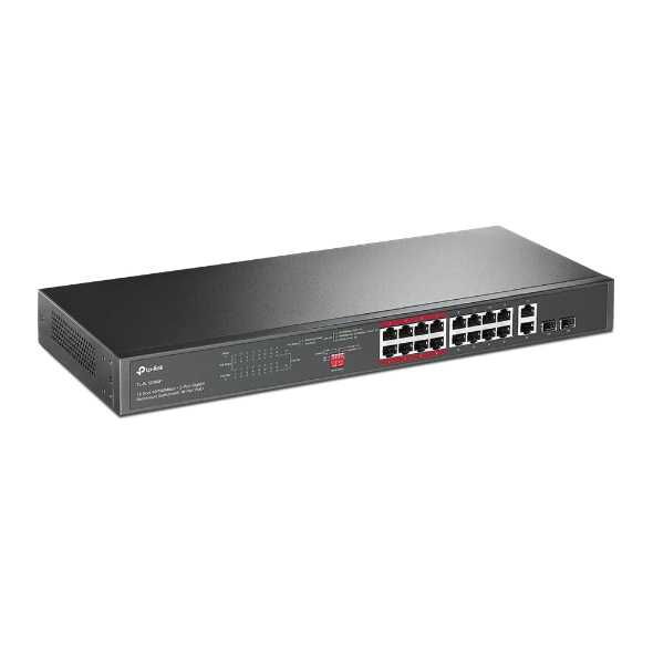 16 портовый PoE свич на 10/100 Мбит/с и 2 гигабит TP-LINK TL-SL1218MP