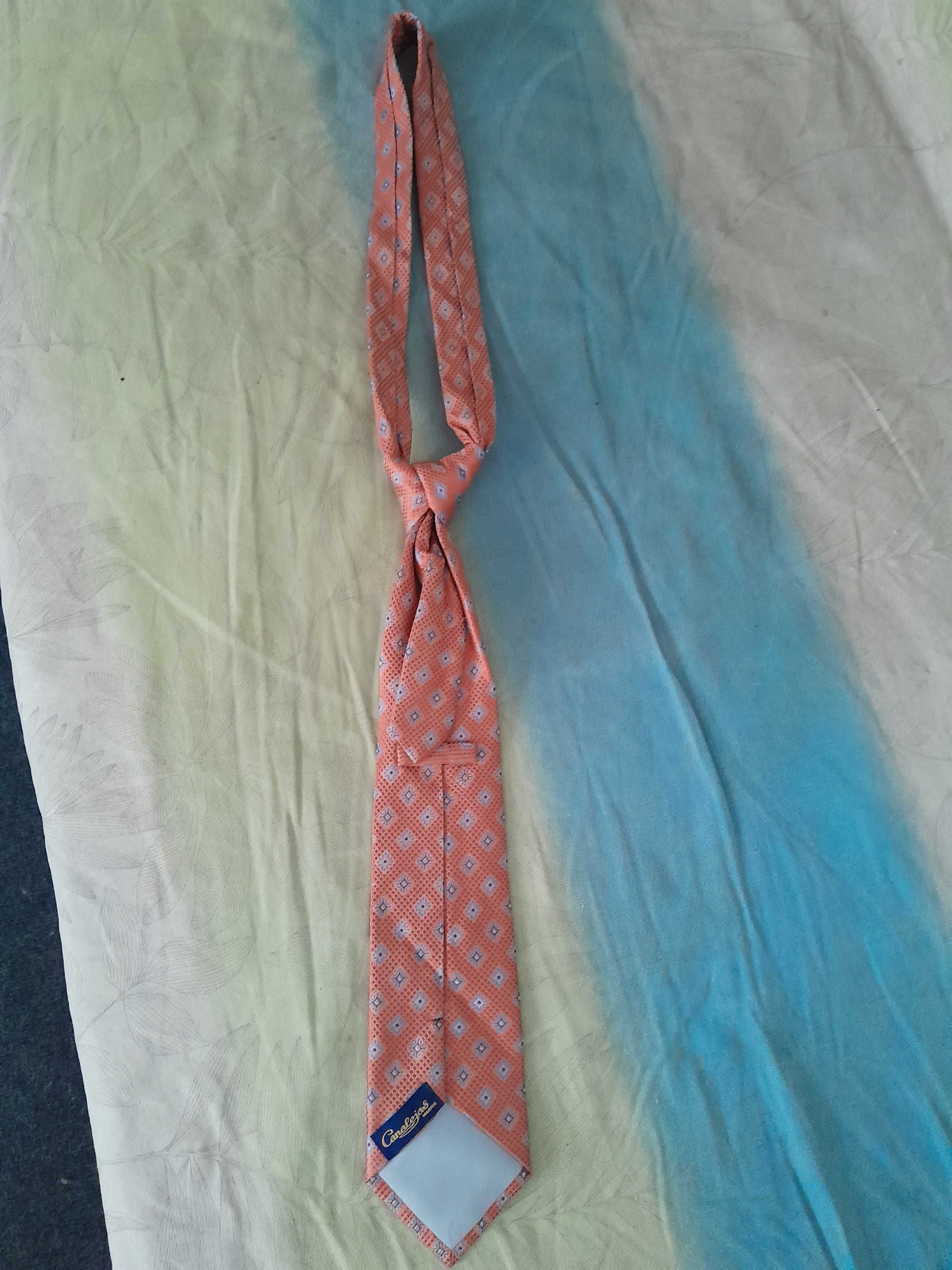 Cravata Canalejas portocalie cu romburi