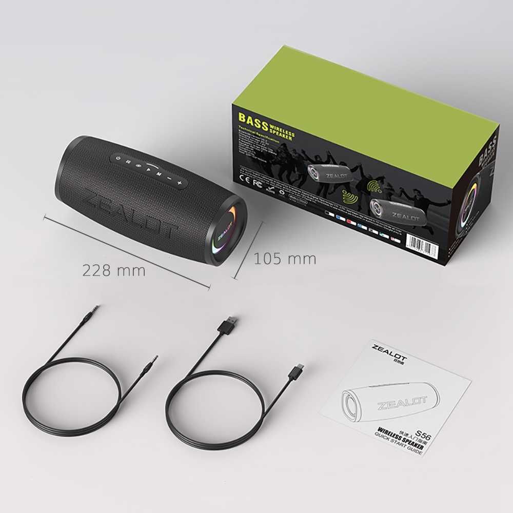 Безжична блутут колонка ZEALOT S56, 40W, водоустойчивa IPX7, Bass Up