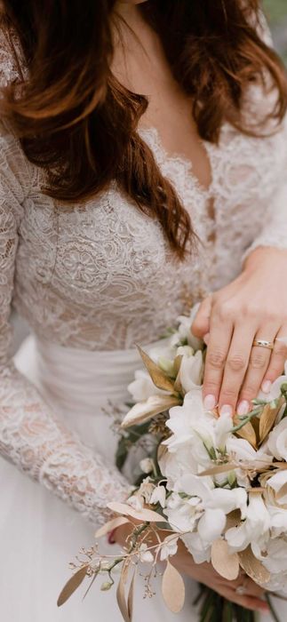 Rochie mireasa dantela si matase S-M