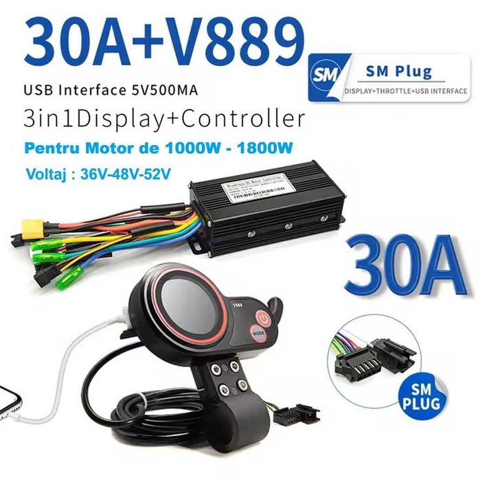 Controller Premium 30A 12 Mosfeti + Display + cablu + acceleratie NOU