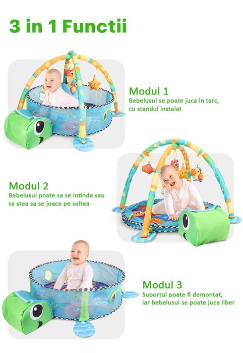 Tarc cu bile 3in1 pentru copii,centru de activitati,saltea de joaca