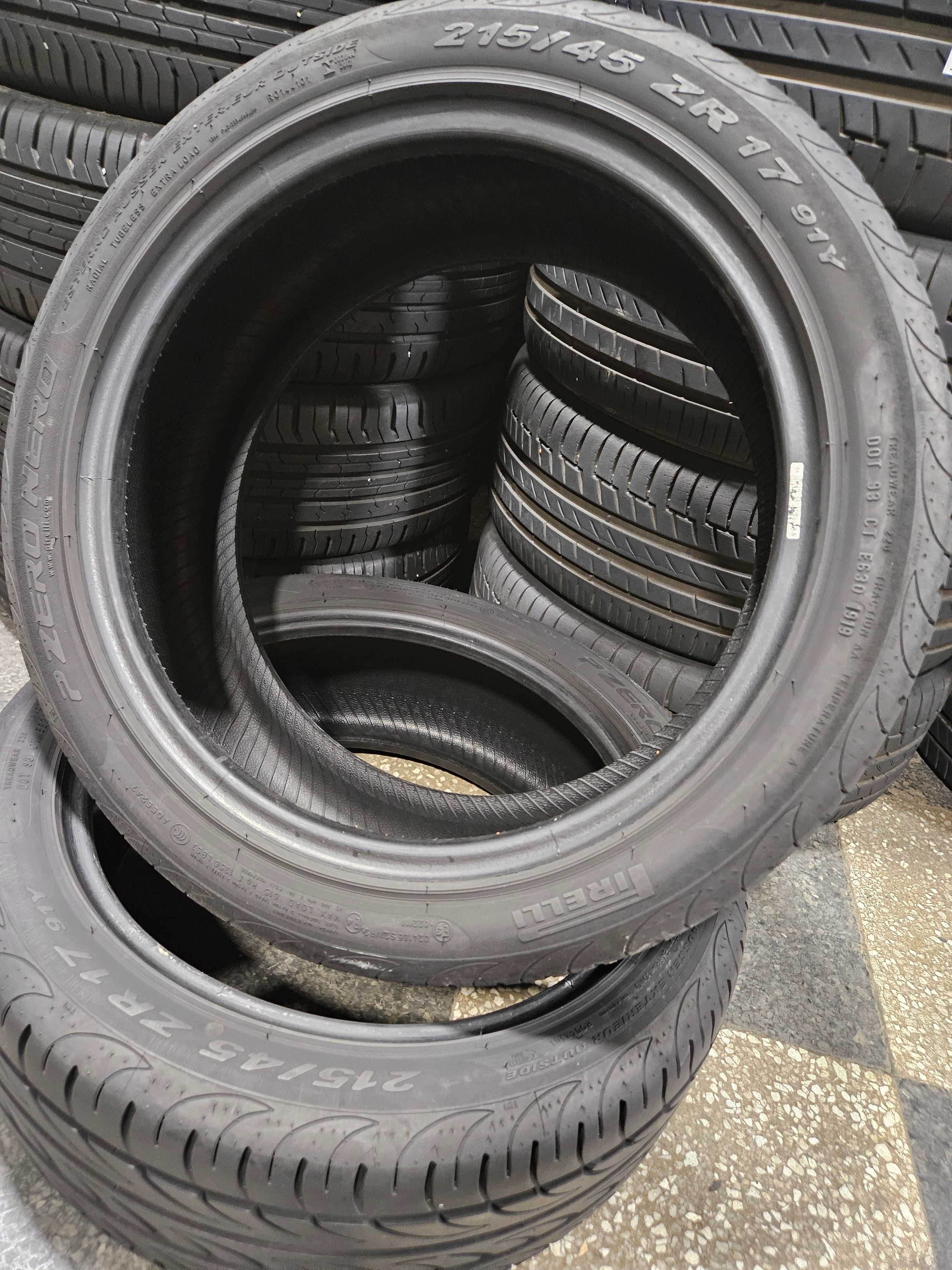 2бр 215/45/17 PIRELLI 6,8мм грайфер дот:19г безплатен монтаж