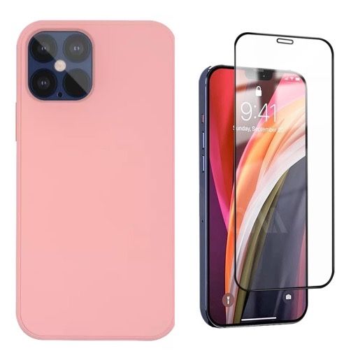 Husa Catifea Alcantara Case + Folie Sticla - Iphone 11/12 PRO